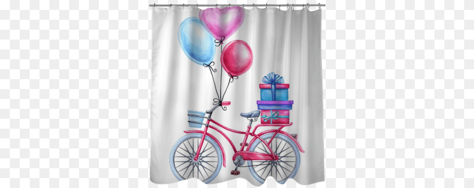 Watercolor Illustration Bicycle Balloons Gift Boxes Watercolor Painting, Balloon, Transportation, Vehicle, Machine Free Png