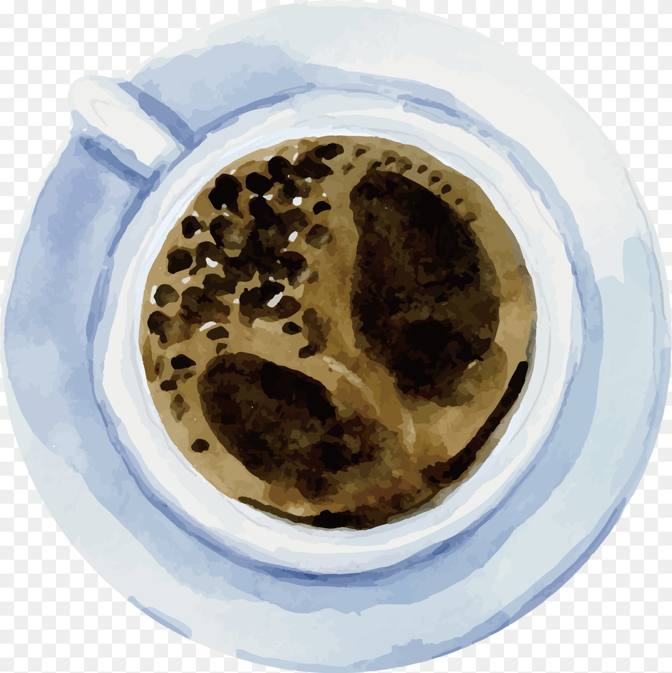 Watercolor Illustration Breakfast Cafe, Cup, Plate, Beverage, Coffee Png
