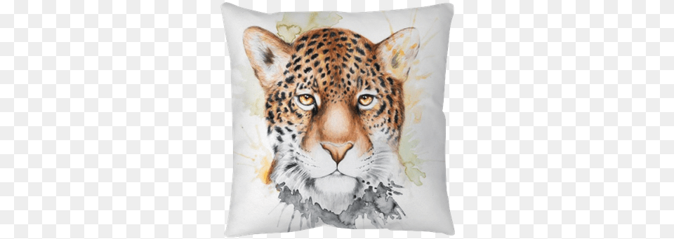 Watercolor Illustration Of A Jaguar Throw Pillow Watercolor Painting, Home Decor, Animal, Mammal, Panther Free Transparent Png