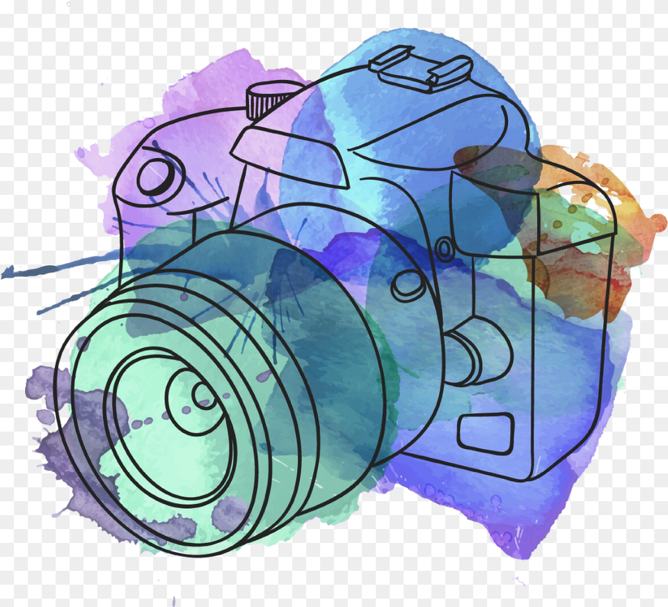 Watercolor Illustration Of Camera Pendant Necklace Camera Fotografica Aquarela, Art, Digital Camera, Electronics Free Png Download