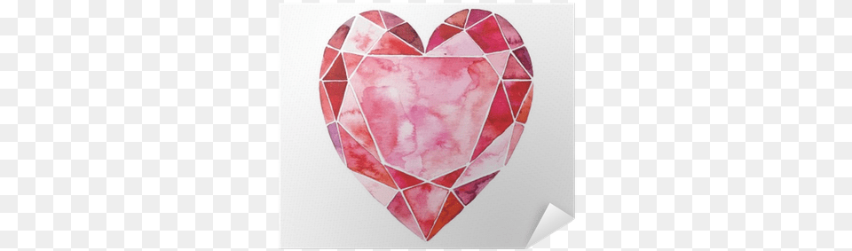 Watercolor Illustration Of Heart In The Form Of A Diamond Watercolor Painting, Accessories, Gemstone, Jewelry, Crystal Free Png Download