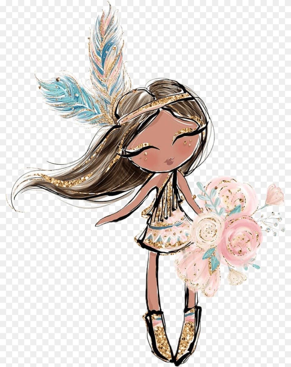 Watercolor Indian Pocahontas Sticker By Stephanie French Terry India, Accessories, Adult, Female, Person Png Image