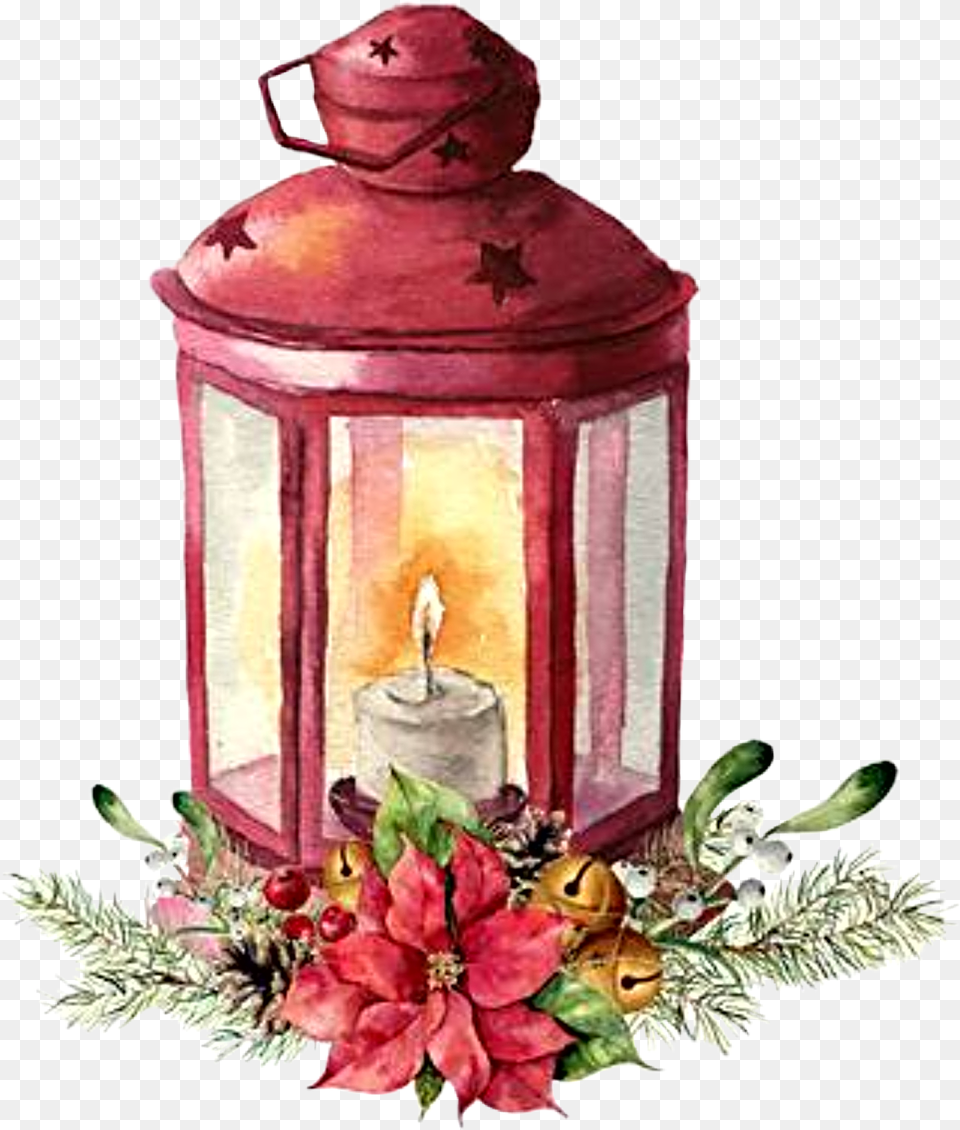 Watercolor Lantern Christmas Winter Xmas Decoration Poi Lantern Watercolor, Lamp Png Image