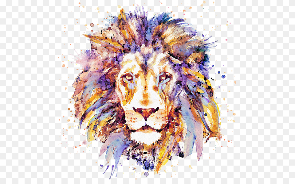 Watercolor Lion Painting, Animal, Mammal, Wildlife, Art Png Image