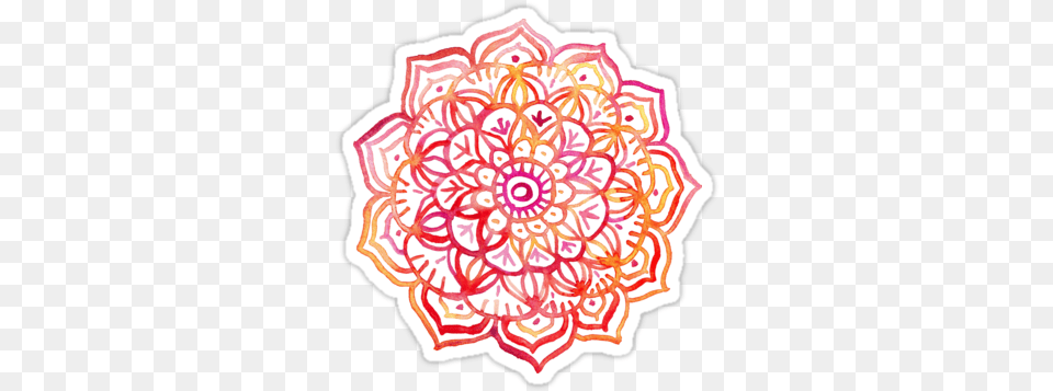 Watercolor Mandala Sticker 2 Watercolor Medallion In Sunset Colors Metal Print, Art, Dahlia, Floral Design, Flower Free Png Download