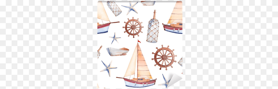 Watercolor Marine Seamless Pattern Boat, Vehicle, Sailboat, Transportation, Watercraft Free Transparent Png