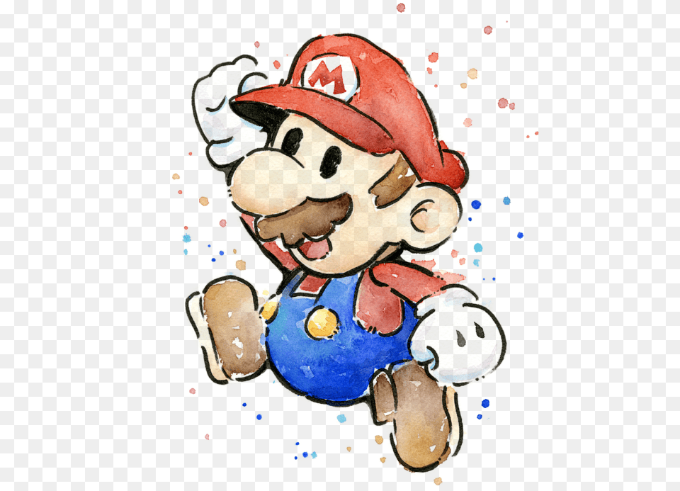 Watercolor Mario, Baby, Person, Face, Head Png