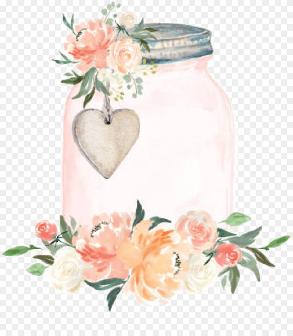 Watercolor Masonjar Jar Flowers Floral Decorative Garden Roses, Petal, Flower, Plant, Rose Free Png