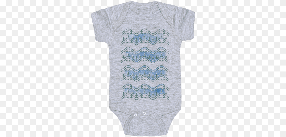 Watercolor Mountains Baby Onesy Clever Girl Onesie, Clothing, T-shirt, Crib, Furniture Png