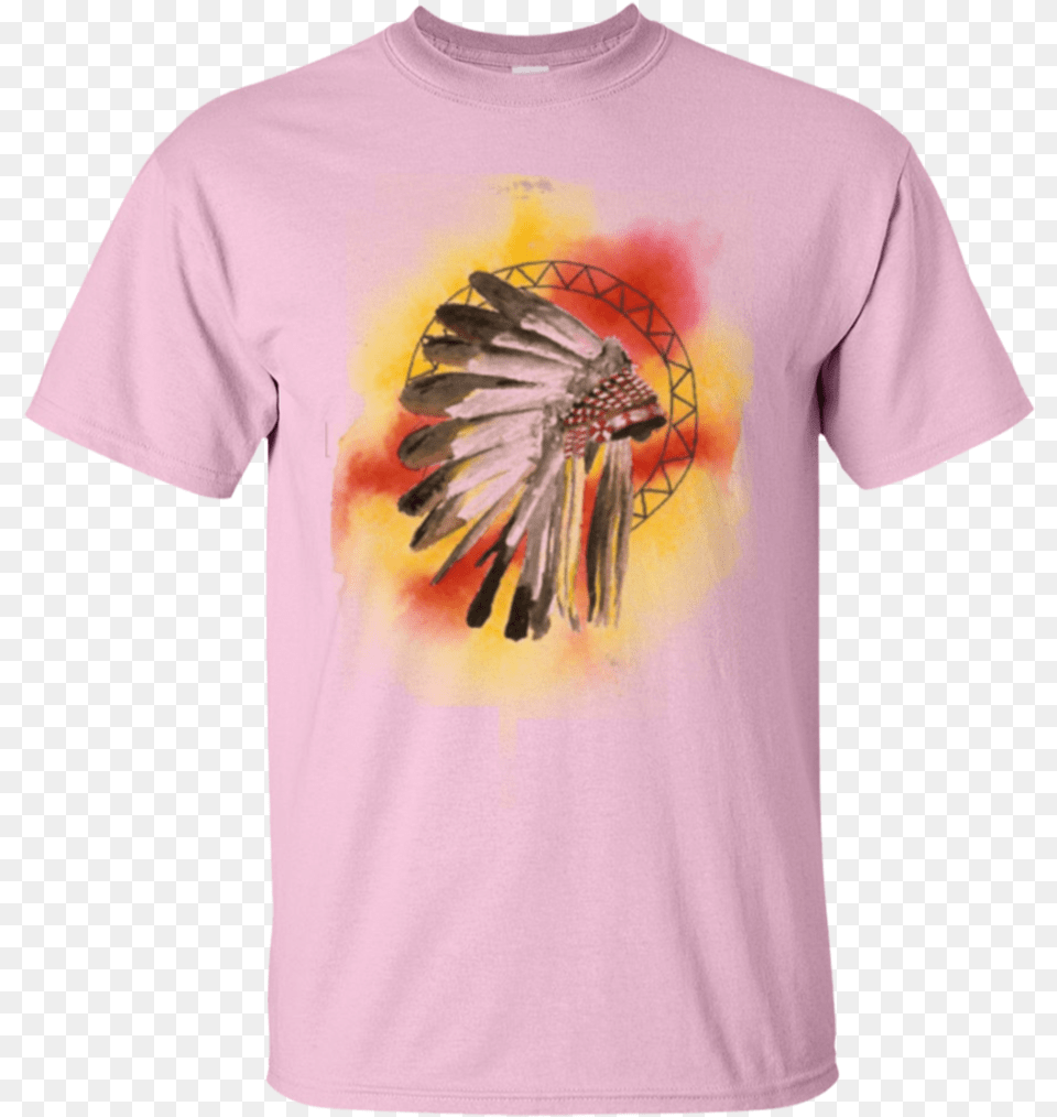 Watercolor Native American Headdress T Shirt Gildan Gucci T Shirt Pink, Clothing, T-shirt, Person, Skin Free Transparent Png