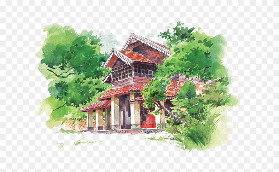Watercolor Of A Bungalow, Architecture, Building, Cottage, House Png