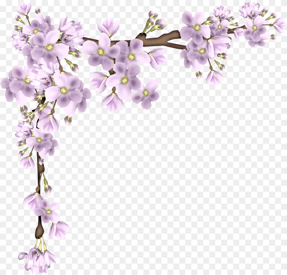 Watercolor Olive Branch Clipart Wedding Clipart Logo Purple Flower Border, Plant, Petal, Geranium, Cherry Blossom Free Png Download