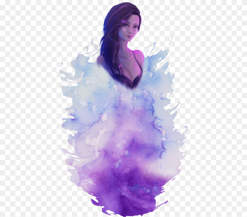 Watercolor Paint, Purple, Adult, Female, Person Png