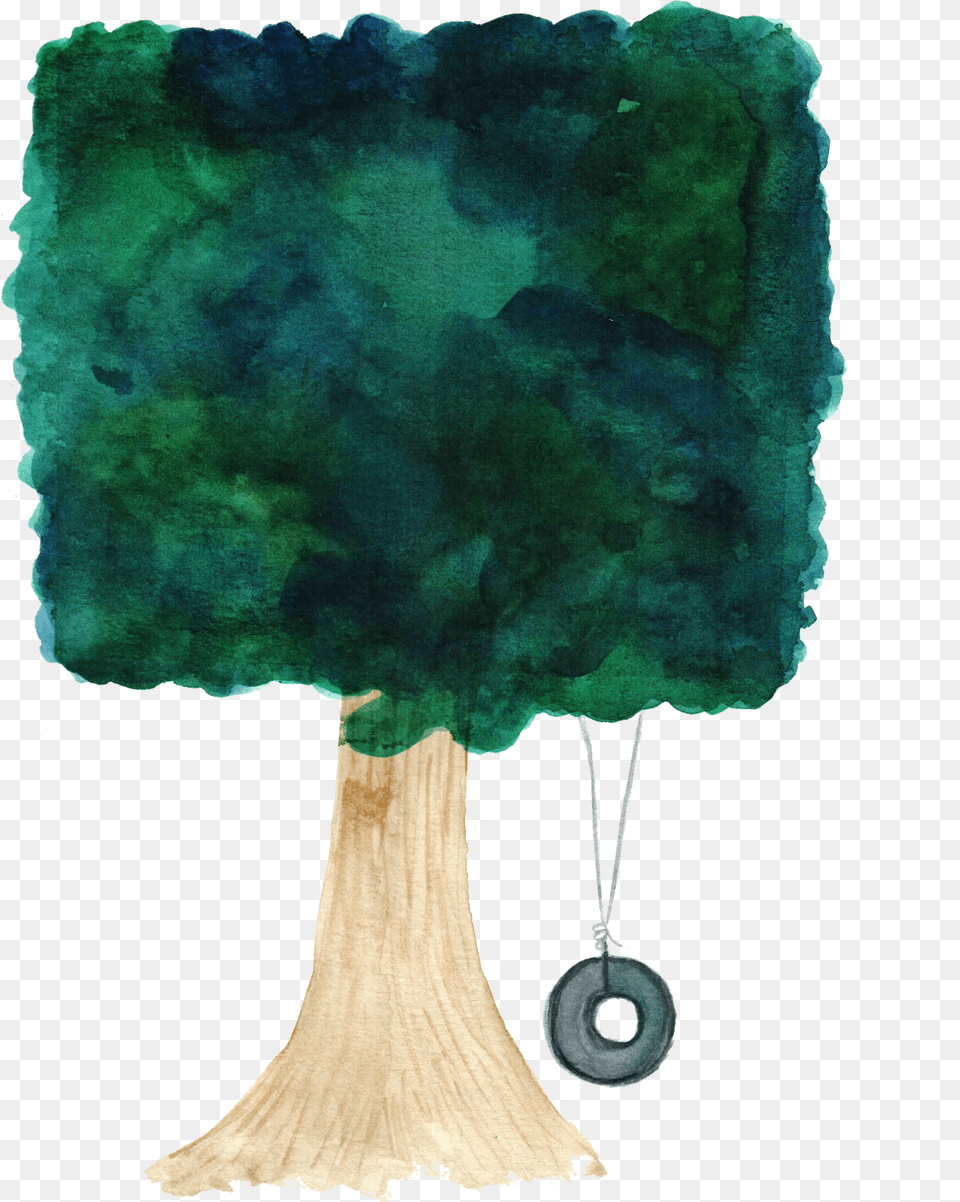 Watercolor Painted Tree With A Tire Swing Watercolor Painting Png Image