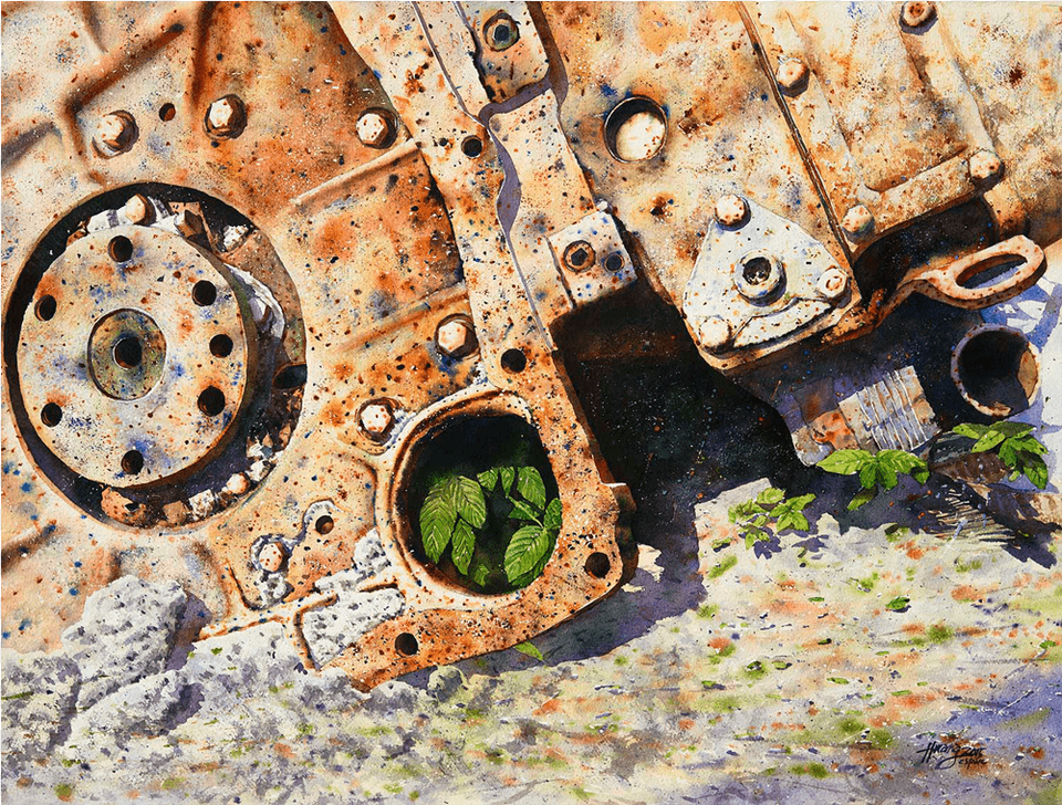 Watercolor Painting, Corrosion, Rust, Machine, Wheel Free Png Download