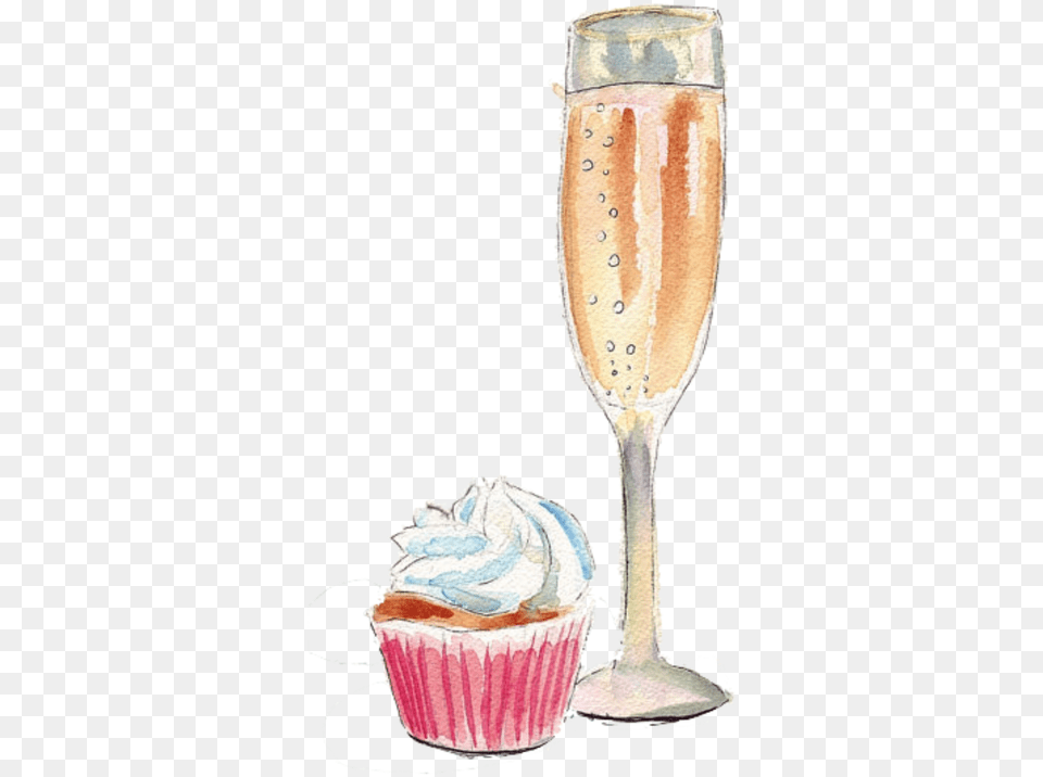 Watercolor Painting, Glass, Food, Cream, Dessert Free Transparent Png