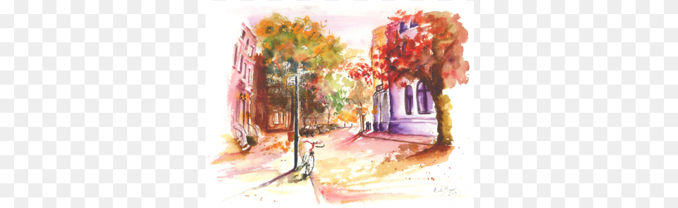 Watercolor Painting, Art, Urban, Street, Road Free Png Download