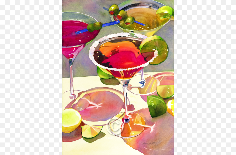 Watercolor Painting, Alcohol, Beverage, Cocktail, Glass Png Image