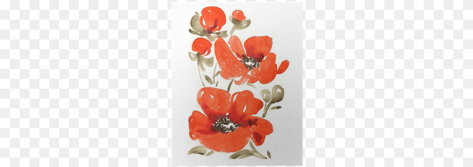 Watercolor Painting Bouquet Of Poppies Poster Pixers Painting, Flower, Plant, Poppy, Petal Free Transparent Png