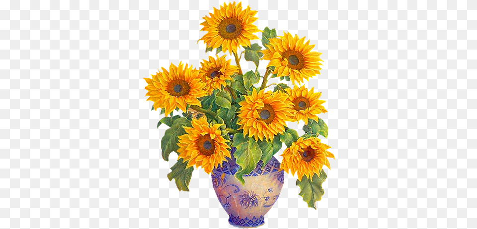 Watercolor Painting Common Sunflower Sunflower Bouquet Sunflower Bouquet Drawing, Flower, Plant, Flower Arrangement, Pottery Png Image