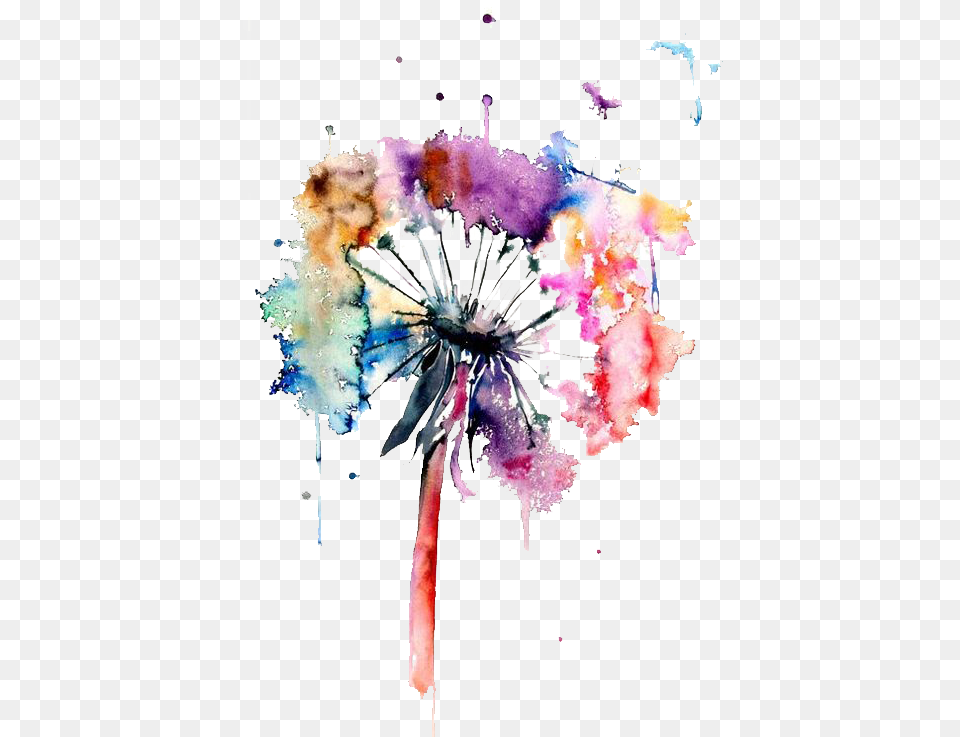 Watercolor Painting Drawing Art Watercolor Dandelion, Modern Art, Purple, Collage, Graphics Free Png Download