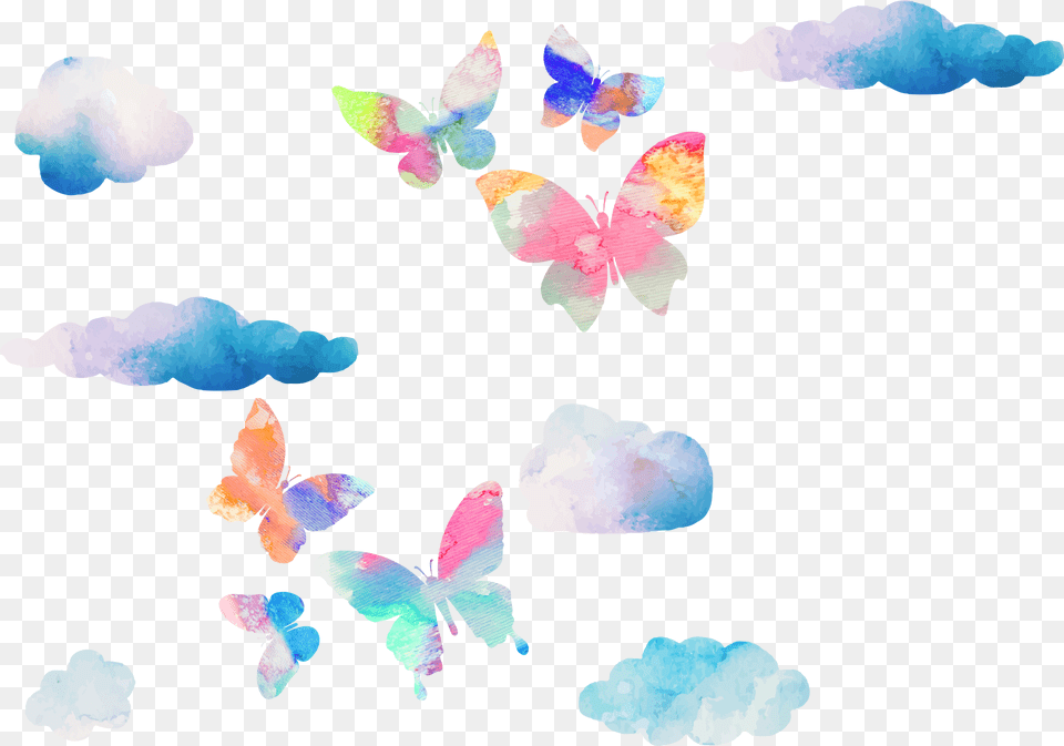 Watercolor Painting Euclidean Vector Watercolor Clouds Border, Flower, Petal, Plant, Accessories Png Image