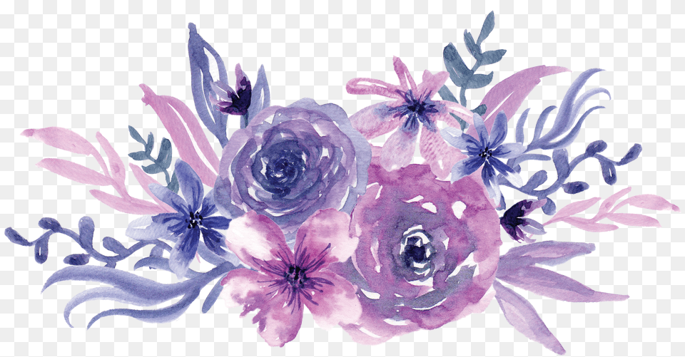 Watercolor Painting Flower Purple Purple Flower Transparent, Graphics, Art, Floral Design, Pattern Png Image