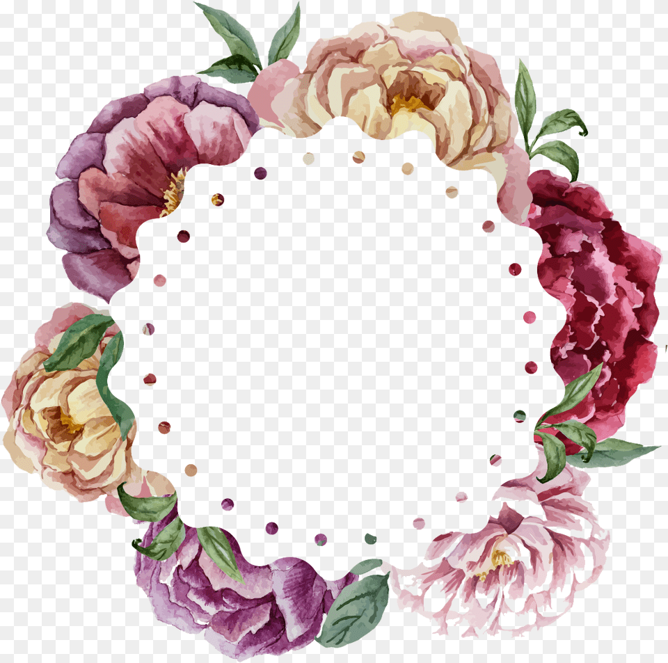 Watercolor Painting Flower Wreath Wedding Ring Flowers, Dahlia, Petal, Plant, Art Free Png Download