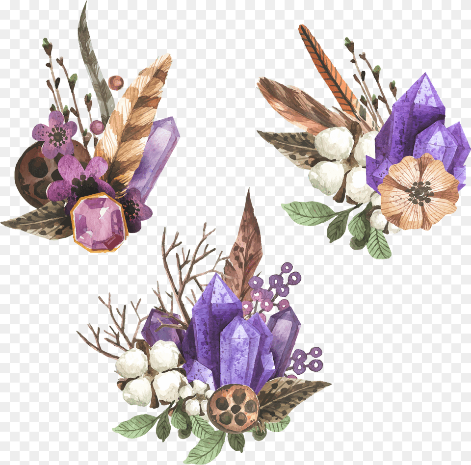 Watercolor Painting Gemstone Spotify Watercolor Flowers Watercolor Gemstones, Accessories, Jewelry, Plant, Flower Arrangement Png Image
