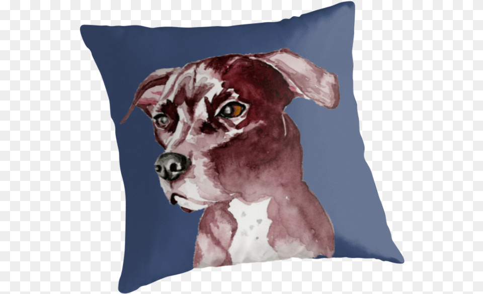 Watercolor Painting Of A Pitbull Dog Watercolor Painting, Cushion, Home Decor, Animal, Canine Free Png Download