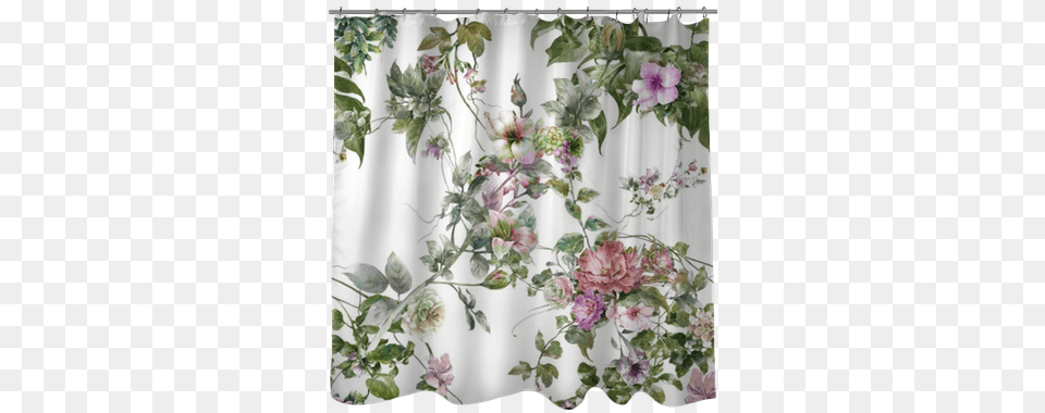 Watercolor Painting Of Leaf And Flowers Seamless Pattern Rose, Art, Floral Design, Graphics, Plant Png Image