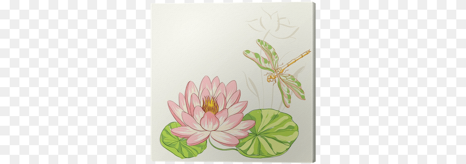Watercolor Painting Of Lotus And Dragonfly Flor De Loto Acuarela, Art, Pattern, Mail, Greeting Card Free Png Download