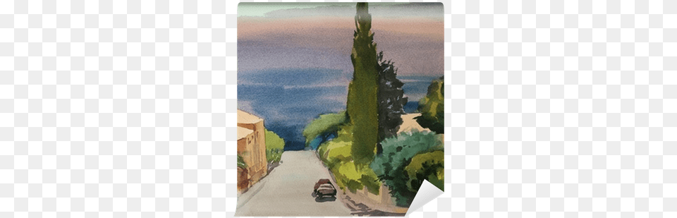 Watercolor Painting Of The Building In Provence Wall La Dame La Simca Broch, Art, Tree, Plant, Nature Png Image