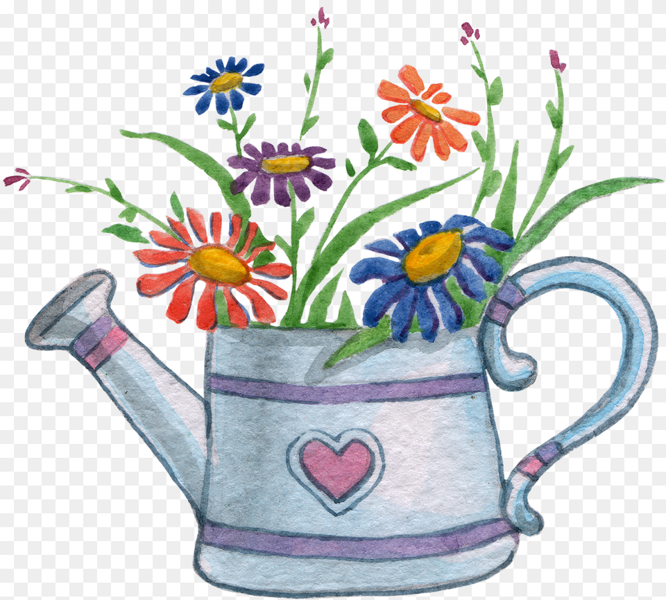 Watercolor Painting Photography Clip Pink Floral Watering Can Clipart Free Png