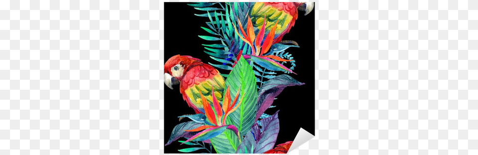 Watercolor Parrots With Tropical Flowers Seamless Pattern Lampa Papuga, Plant, Animal, Bird, Macaw Free Transparent Png