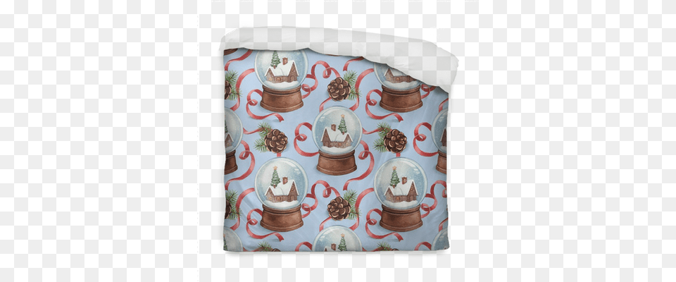Watercolor Pattern With Illustration Of Snow Globe Briarwood Lane Christmas Time Garden Flag, Cushion, Home Decor, Pottery, Food Free Png Download