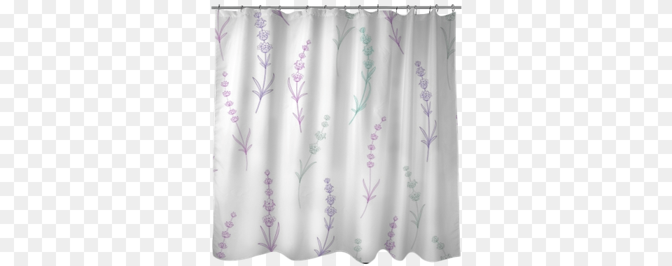 Watercolor Pattern With Lavender For Packing Curtain, Shower Curtain Free Transparent Png
