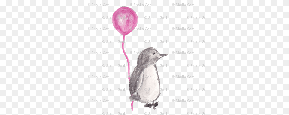 Watercolor Penguins Back Watercolor Painting, Balloon, Animal, Bird Free Png Download