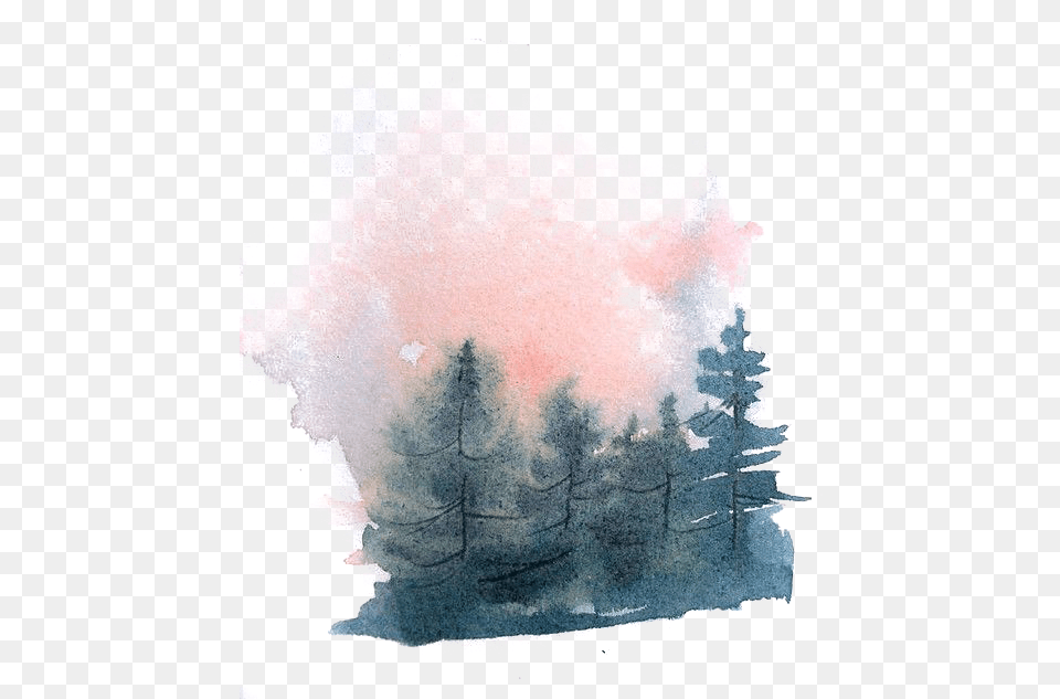 Watercolor Pine Forest Download Watercolor With Background, Tree, Art, Plant, Painting Free Png