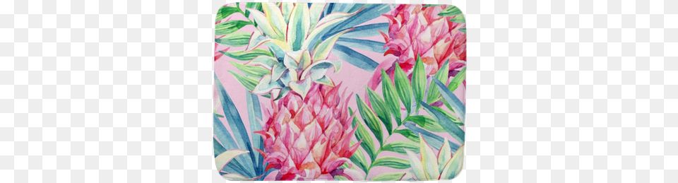 Watercolor Pineapple Fruit Seamless Pattern Bath Mat Pink Pineapple Water Color, Produce, Plant, Food, Art Png