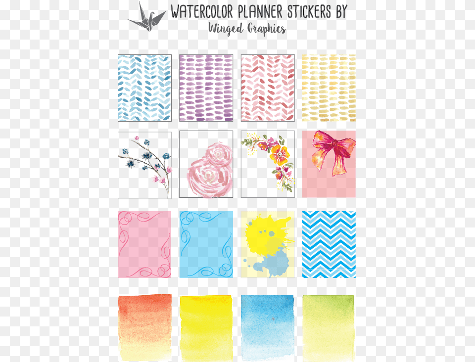 Watercolor Planner Stickers By Winged Graphics Creative Arts, Art, Collage, Pattern, Plant Free Png Download