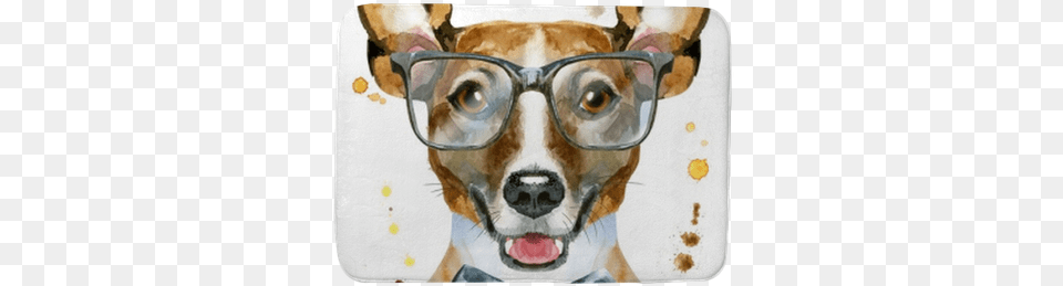 Watercolor Portrait Of Jack Russell Terrier With Bow Tie Jack Russell Terrier, Accessories, Glasses, Animal, Canine Png