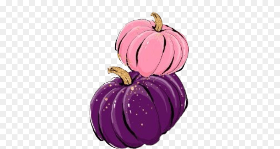 Watercolor Pumpkin Pumpkins Pink Purple Clipart Hallowe Pumpkin, Food, Produce, Plant, Vegetable Png