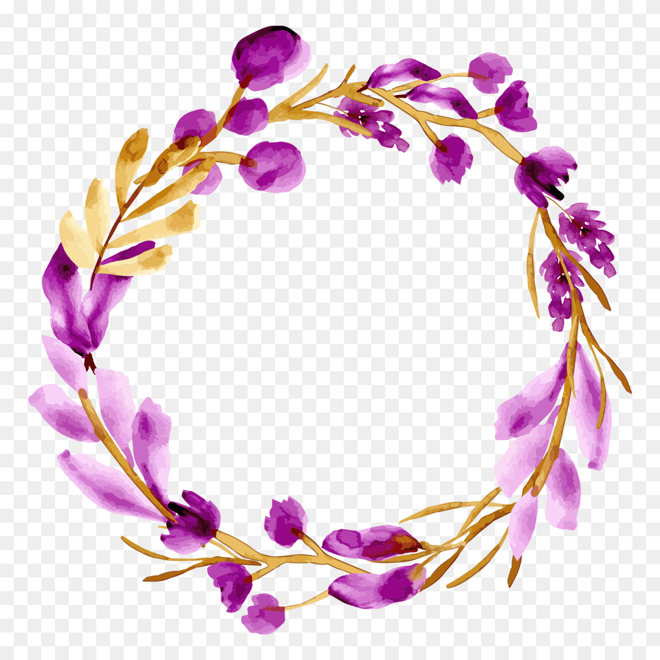 Watercolor Purple Flower Decoration Beautiful Border Designs, Plant, Text Free Png