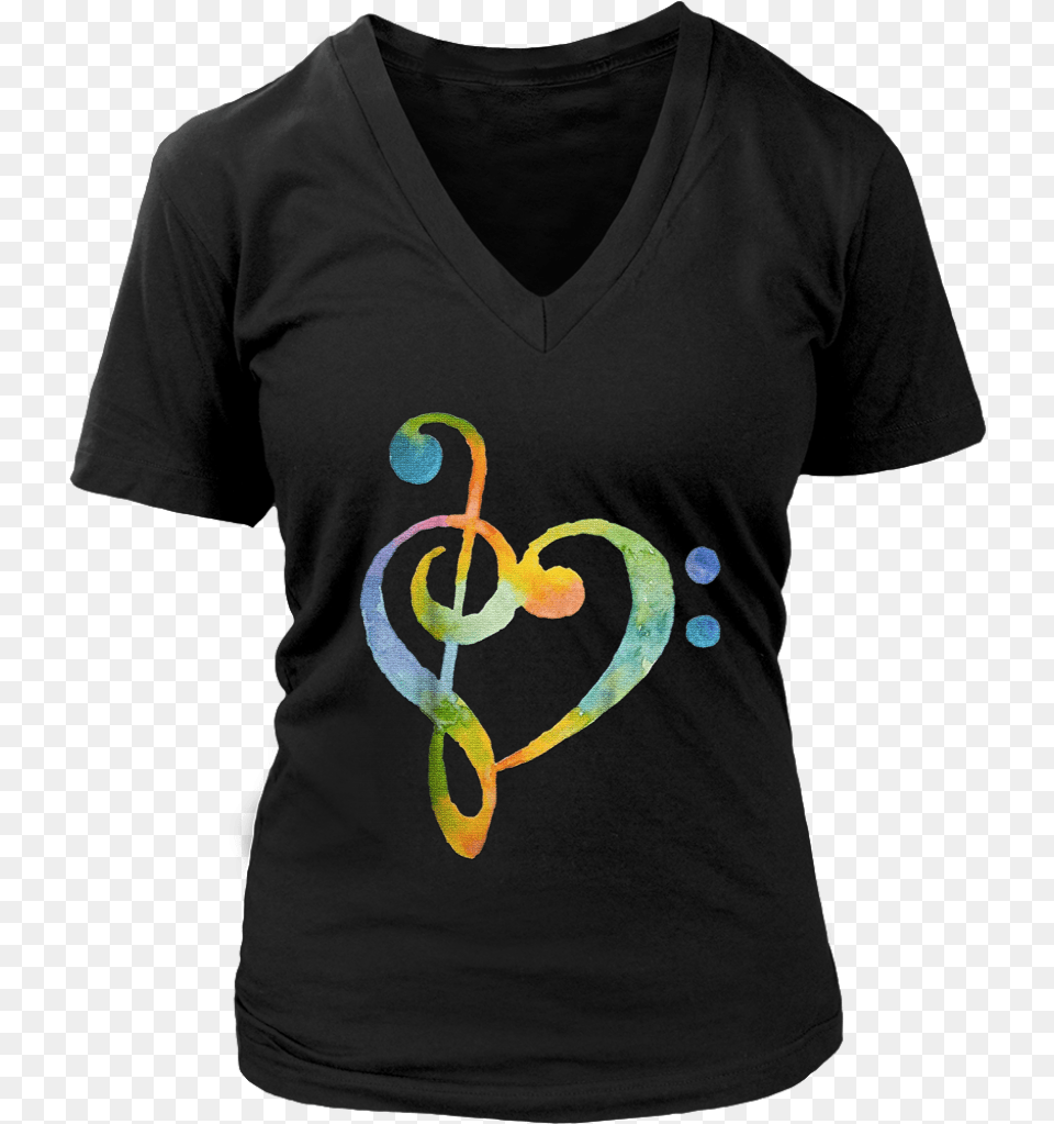 Watercolor Rainbow Heart Bass Clef T Shirt T Shirt, Clothing, T-shirt, Alphabet, Ampersand Free Png