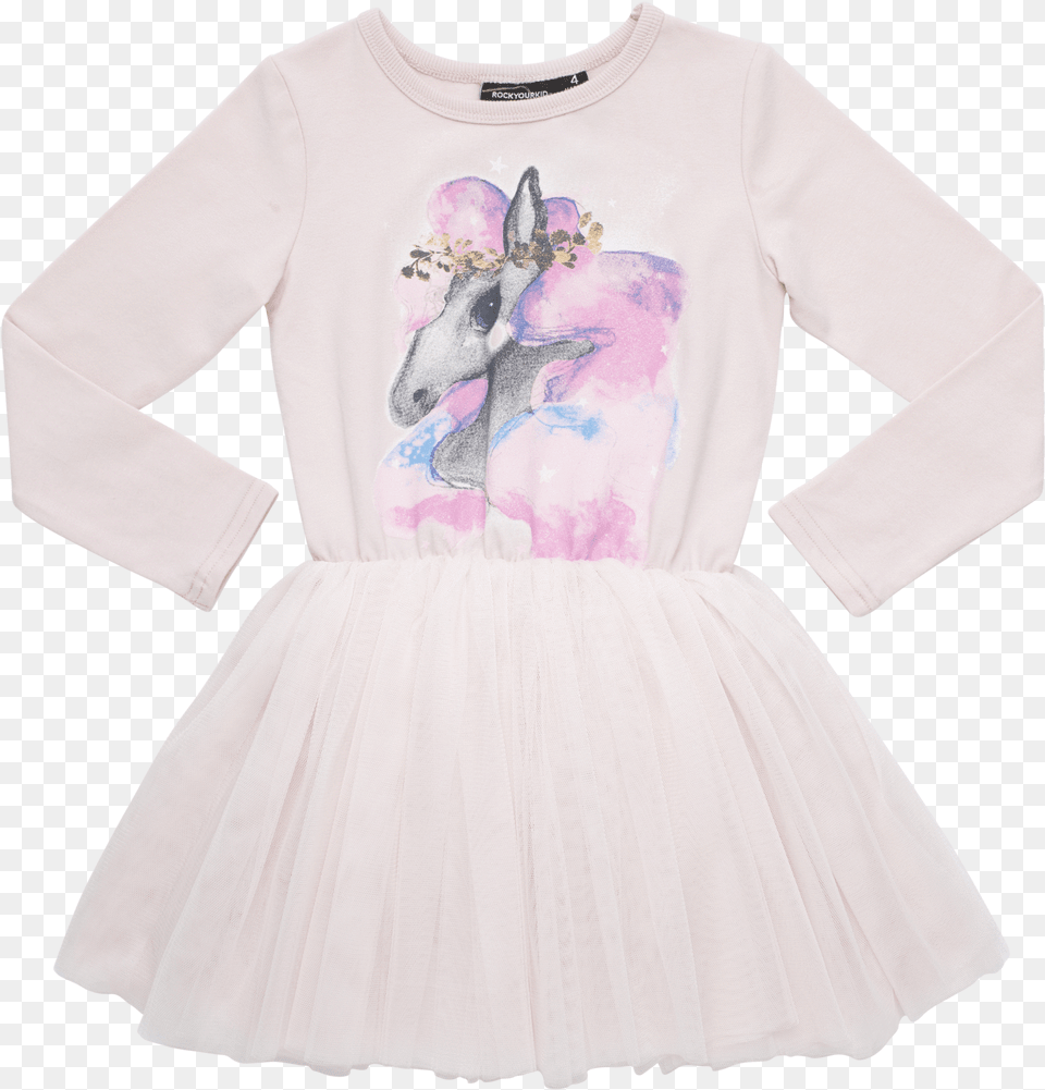 Watercolor Rainbow Unicorn Tutu Dressclass Girl, Clothing, Long Sleeve, Sleeve, Dress Png