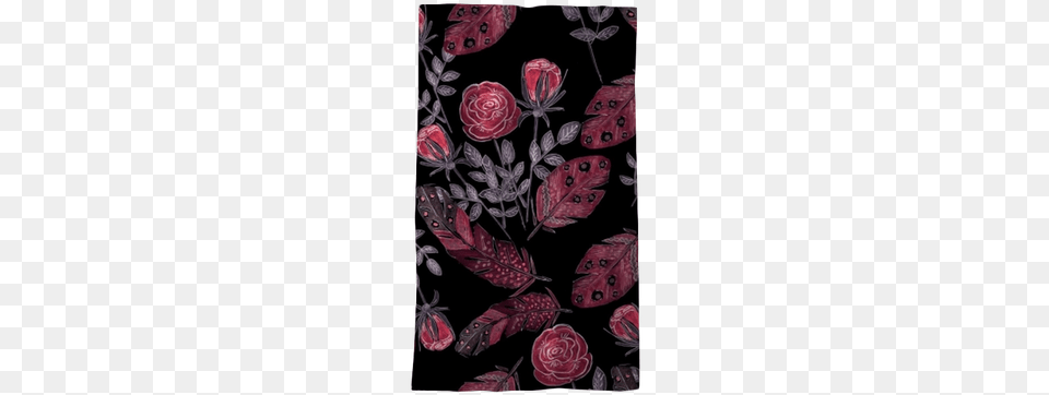 Watercolor Red Roses And Feathers On Black Blackout Red Feathers Of Birds Backpack By, Velvet, Art, Floral Design, Graphics Png