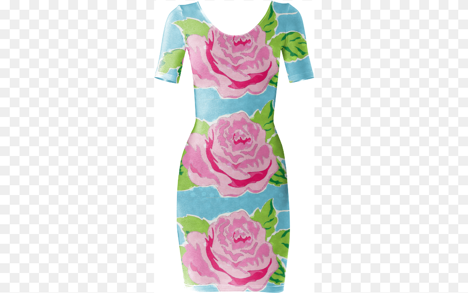 Watercolor Rose Ocean Bodycon Dress 85 Garden Roses, Clothing, Art, Pattern, Floral Design Free Png