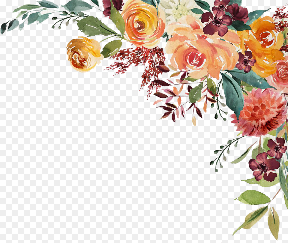 Watercolor Roses Design Floral Painting Corner Watercolor Flowers Transparent Background, Art, Plant, Pattern, Graphics Png