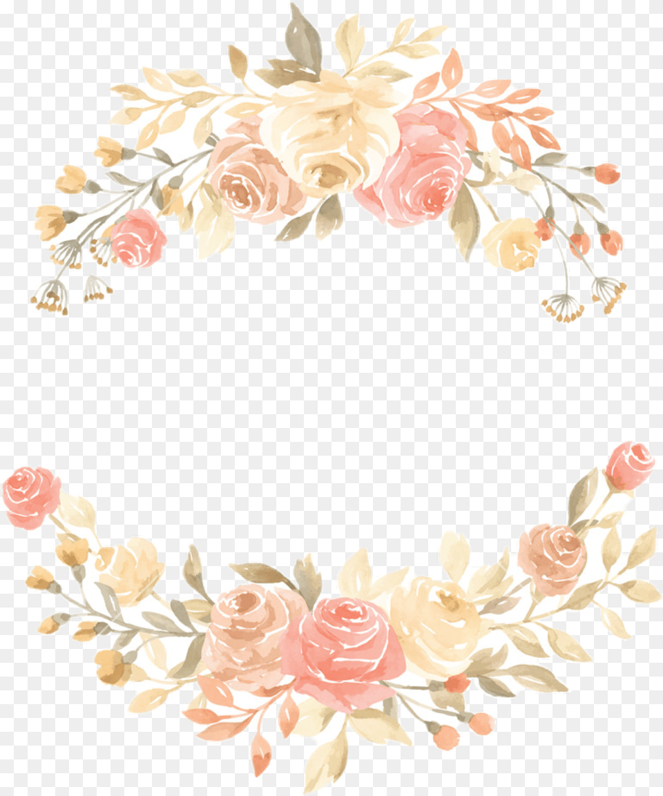 Watercolor Roses Flowers Floral Wreath Peach Hybrid Tea Rose, Art, Floral Design, Graphics, Pattern Png